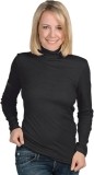 EUSANA Chemise femme manches longues col roulé S noire
