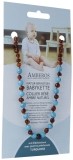 AMBEROS Natur Bernsteinkette mit Edelsteinen Baroque Cognac Turquoise