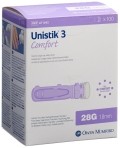 UNISTIK 3 lancettes Comfort 28G (1.8 mm), 100 pieces