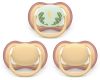 Avent Philips Sucette Ultra Air Day&Night 0-6M blanc-beige/beige motif, 3 pièces