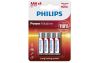 PHILIPS piles Power AAA LR03 4 pièces