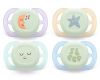 Avent Philips Sucette ultra start night 0-2 mois smiley/sommeil/lune/étoile, 2 pièces