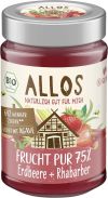 Allos Pure Fruit 75 % Fraise Rhubarbe, 200 g