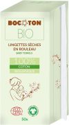 Bocoton Lingettes en coton, roulées, boîte de 50 unités