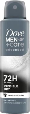 Dove Deodorant Aerosol Spray Men Advanced Invisible Dry Spray, 150 ml, SPO