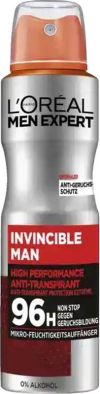 L'Oreal Paris Deo Invincible Man 96h Spray, 150 ml