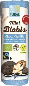 Pural Mini Biobis Chocolat-Vanille Blé Cacao Double Biscuit, sans huile de palme, 85 g