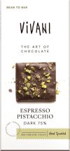 Vivani Schokolade Espresso Pistacchio Dark 75%, 80 g