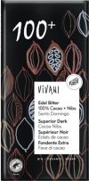 Vivani Tablette de chocolat noir 100% cacao + nibs, 80g